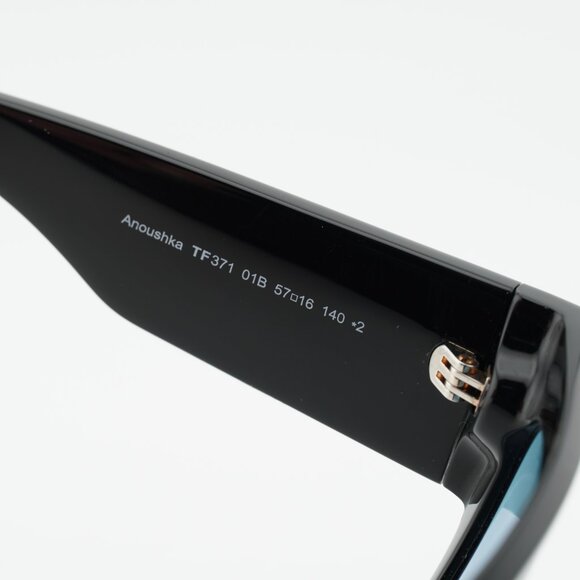 Tom Ford Anoushka FT0371 01B Sunglasses Shiny Black Cat Eye Frame, Grey Lenses main image 8
